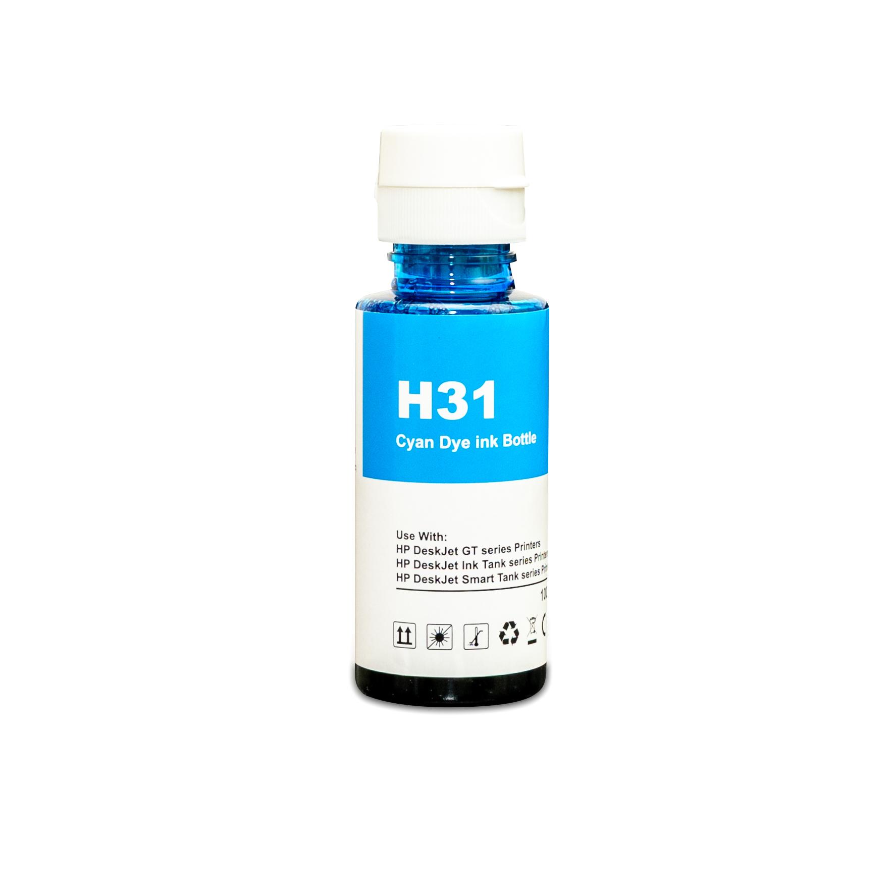 1 of First Call Inks Compatible 31 Cyan Ink Bottle (HP 31 Cyan)